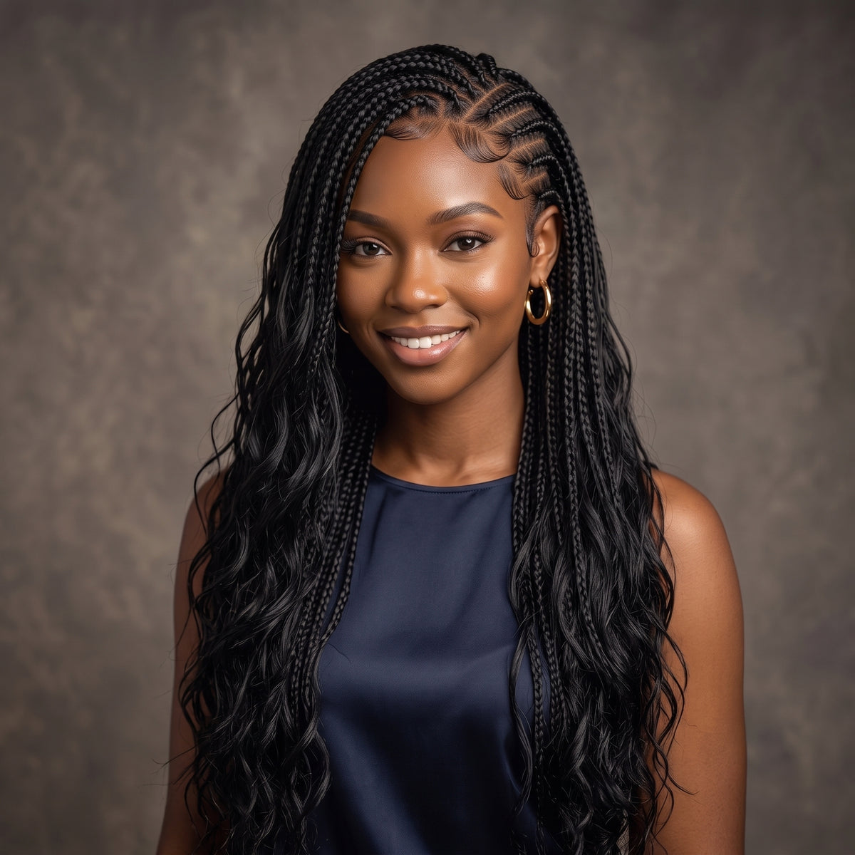 Bohemian Goddess Braids Full Lace Wig 100% Human Hair Water Wave Knotless Braided Wig - Rafarada