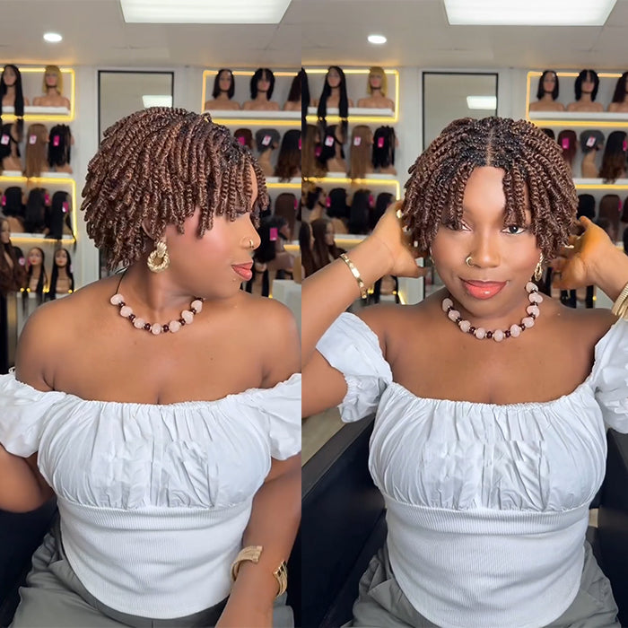 Twisted Curls Wig Ombre Light Brown Color Braided Wigs Pre-Braiding Wig For Woman- Rafarada