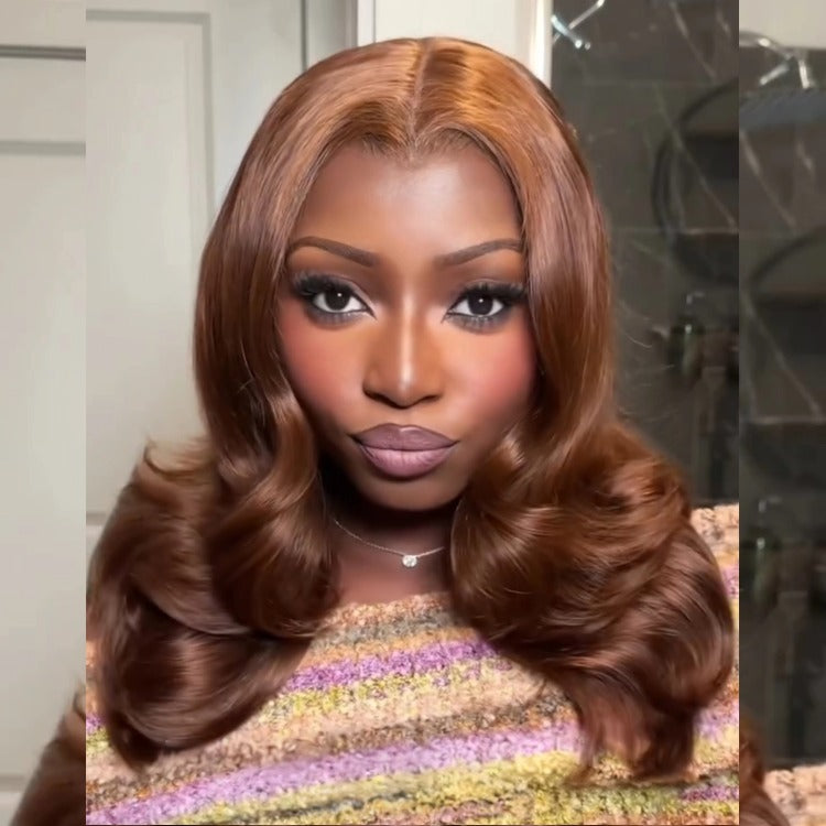 Colored Body Wave Wig Light Brown Human Hair HD Transparent Lace Wigs - Rafarada