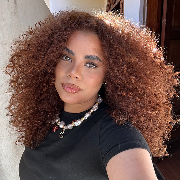 Warm Auburn Caramel Brown Kinky Coily Human Hair Wig Voluminous Defined Curly Hairstyle- Rafarada