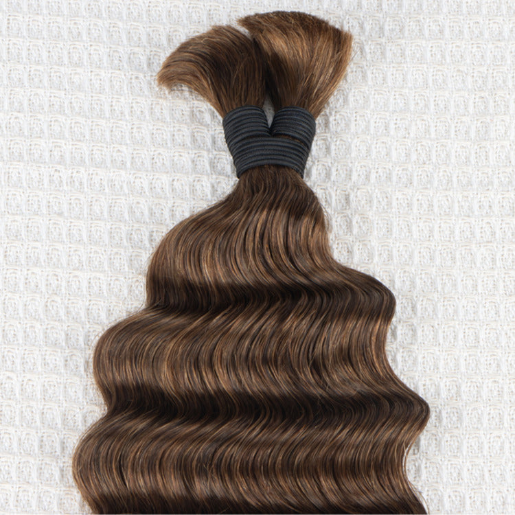 Caramel Brown Color Deep Wave Bulk Human Braiding Hair Extensions - Rafarada