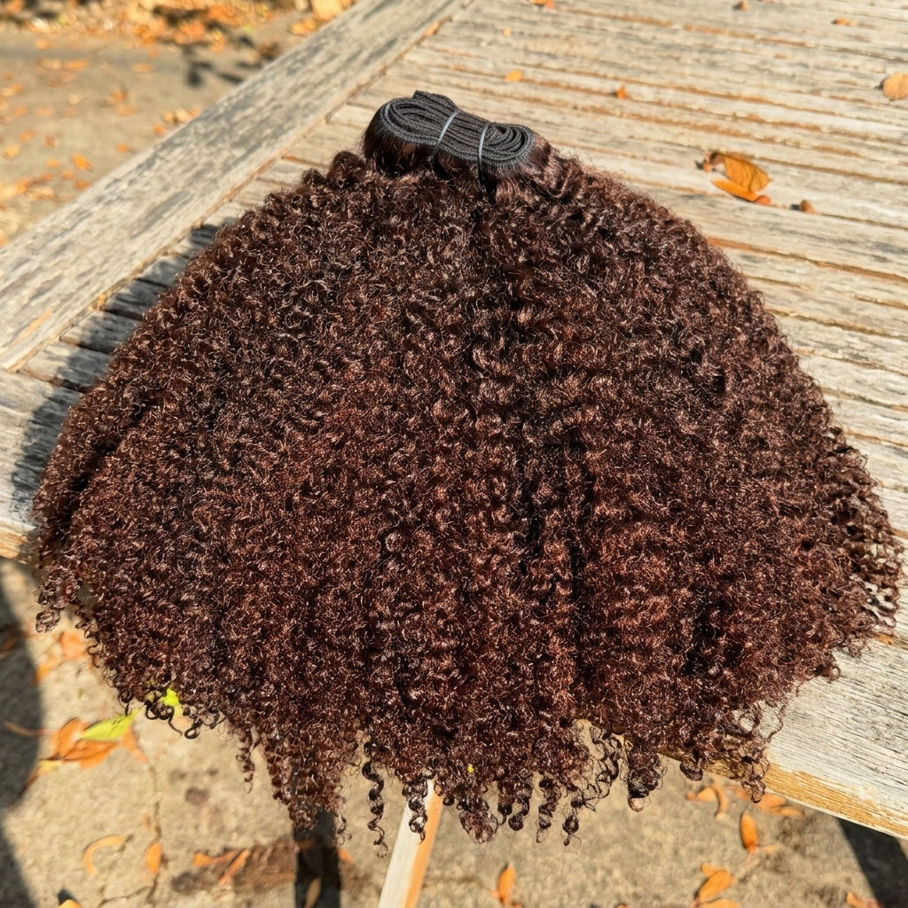 Afro Kinky Curly Human Hair Bundles 100% Human Hair Weft Natural Black 4C Coily Hair Extensions for Black Women - Rafarada
