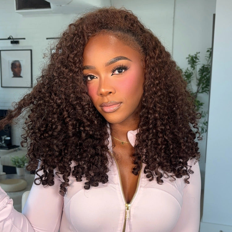 Dark Brown Color Glueless Burmese Curly Wave Lace Front Wig Human Hair Wig End Spiral Curls Pre Plucked Natural Hairline For Woman- Rafarada