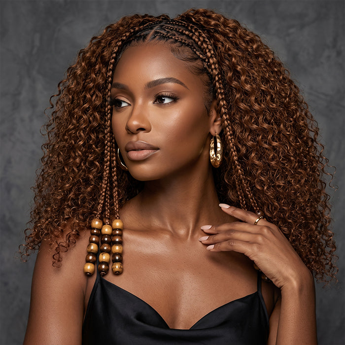 Chocolate Brown Color Pre-Braiding Kinky Curly 13x6 Lace Front Wig Voluminous Wear and Go Wig - Rafarada
