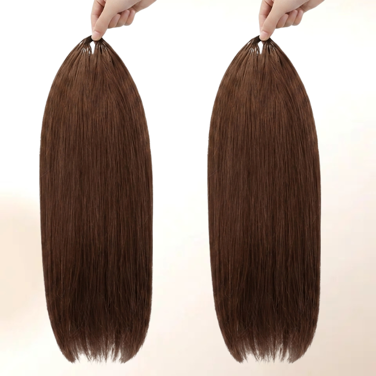 Pre-Separated Feather Hair Extensions Long Straight Light Brown Layered Micro Braided Crochet Hair - Rafarada