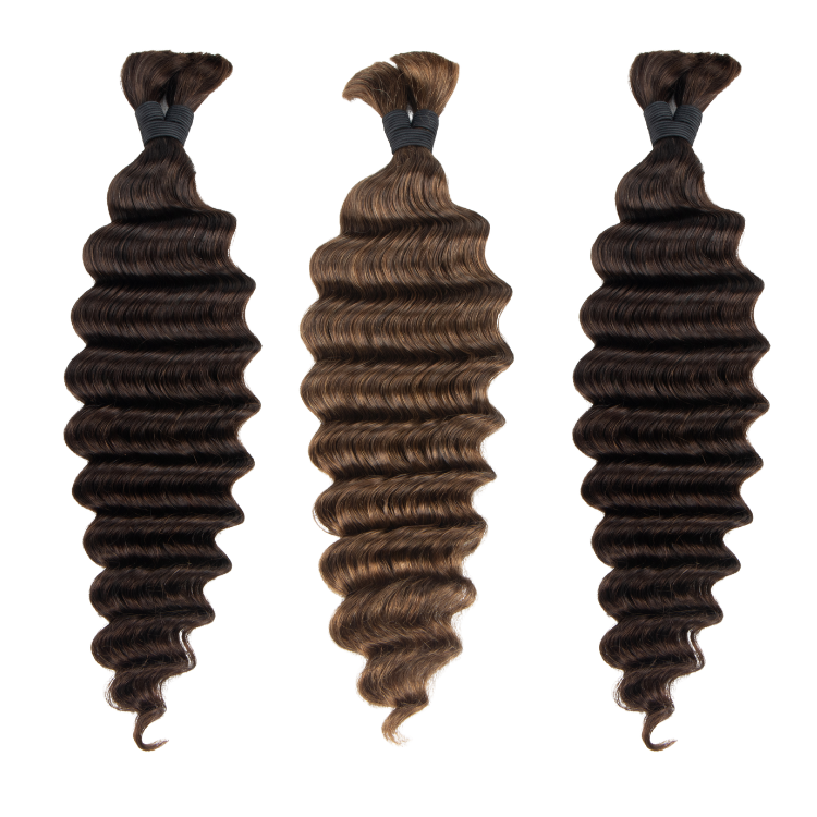 Highlight Loose Deep Wave hair Bulk Human Hair Extensions Brown Highlight Color Braiding Hair - Rafarada