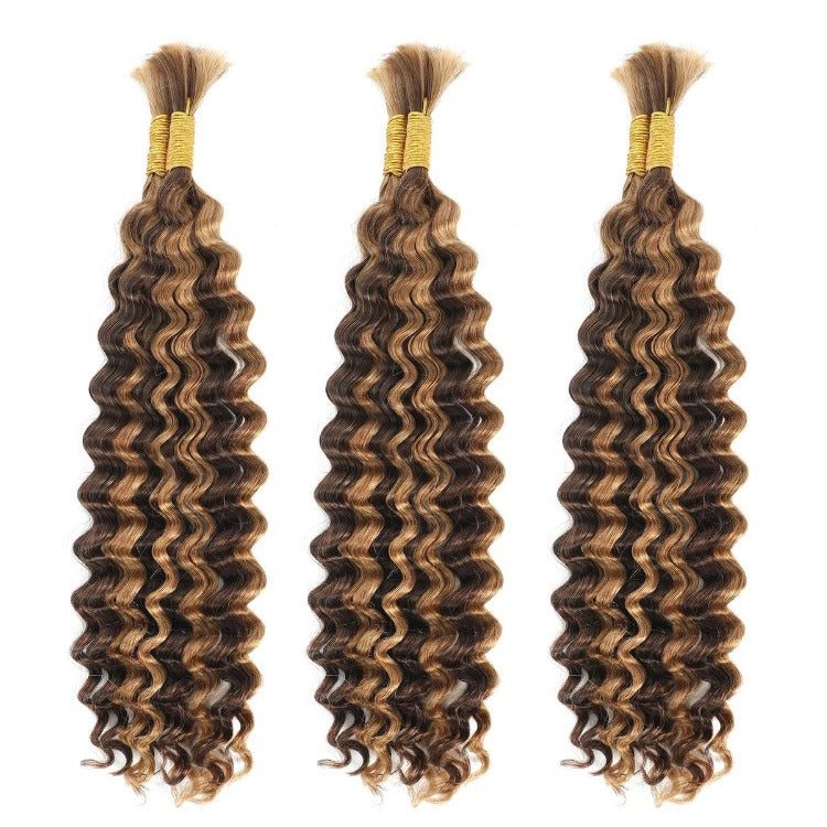 Highlight Curly hair Bulk Human Braiding Hair Extensions Brown & Blonde Color Hair- Rafarada
