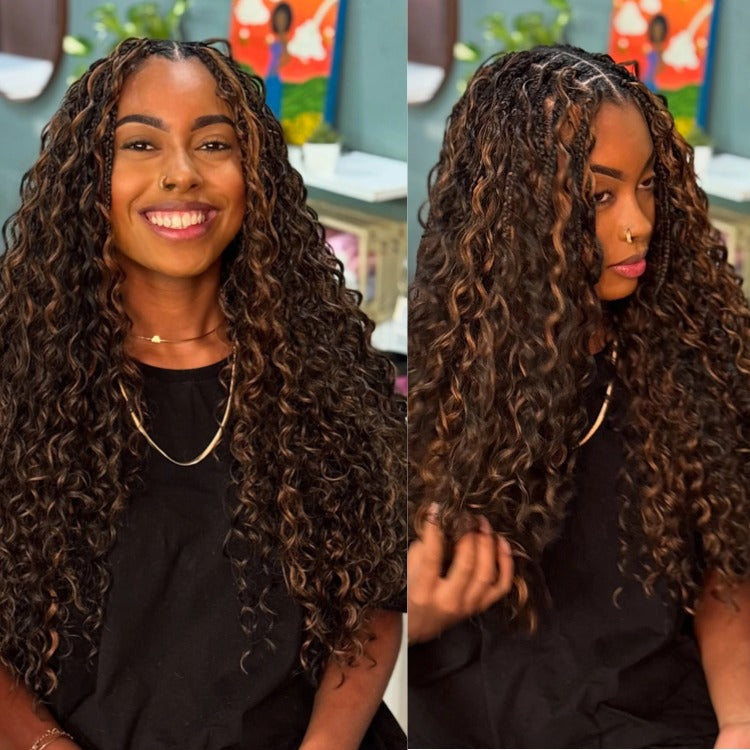 Highlight Curly hair Bulk Human Braiding Hair Extensions Brown & Blonde Color Hair- Rafarada