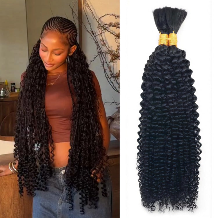 Raw Human Bulk Hair Extensions for Boho Braiding Style Kinky Curly Hair - Rafarada