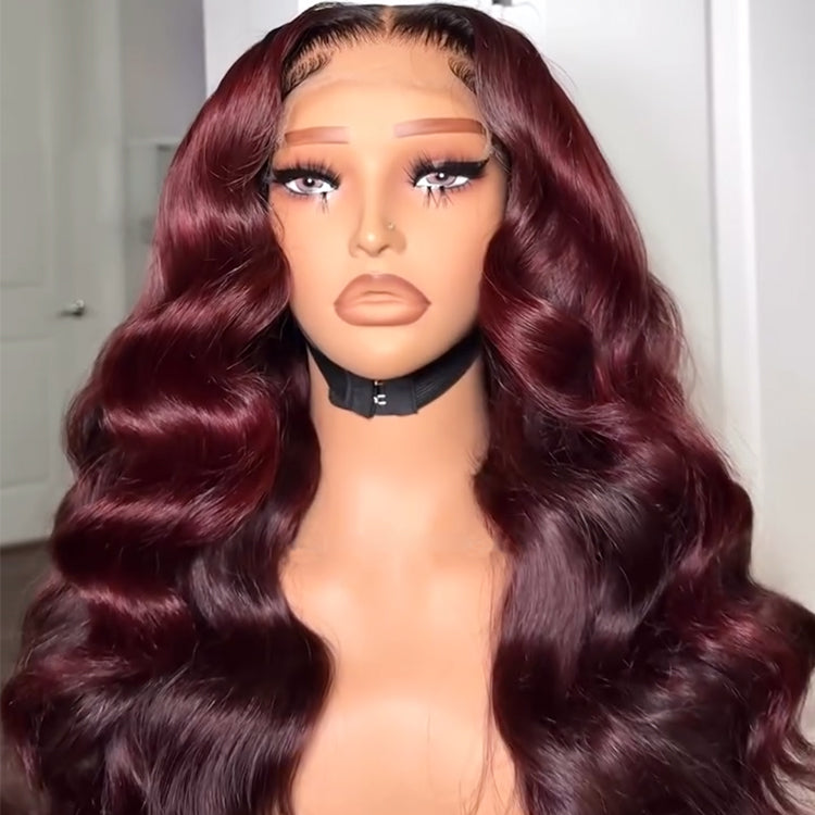 Body Wave Human Hair Wig 99J Color Lace Front Wig - Rafarada