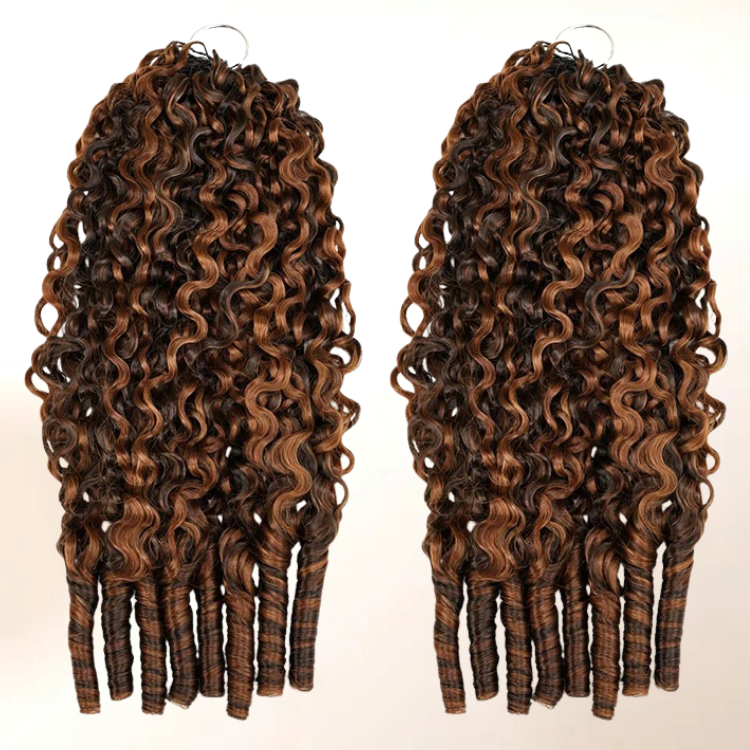 P4/30 Brown Highlight Burmese Curly Crochet Hair 100% Human Hair Crochet Braids for Women - Rafarada