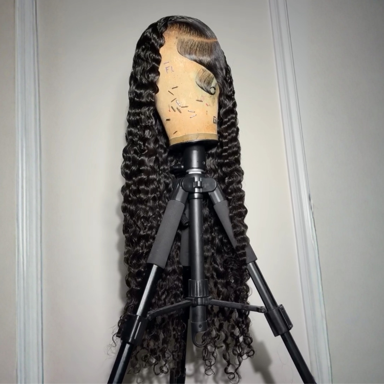 Burmese Curly HD Lace Wig with Styled Swoop Baby Hair - Reddish Brown / Natural Black Pre-Customized Human Hair Wig - Rafarada