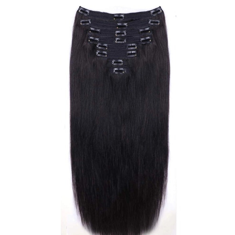 Silky Straight Clip-In Hair Extensions Seamless Clip-In 100% Human Hair- Rafarada