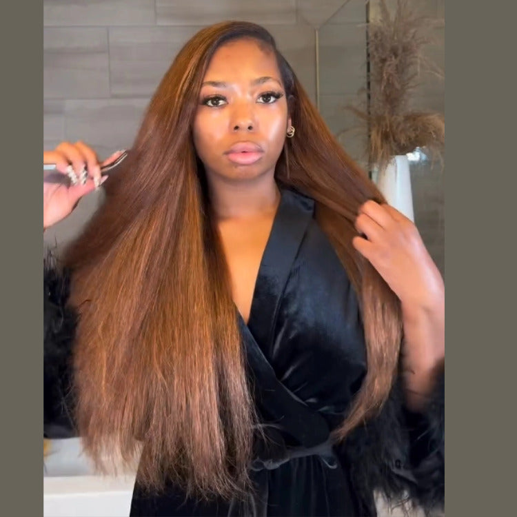 Light Brown Color Straight Human Hair Clip-Ins Soft & Thick Instantly Longer Hair- Rafarada