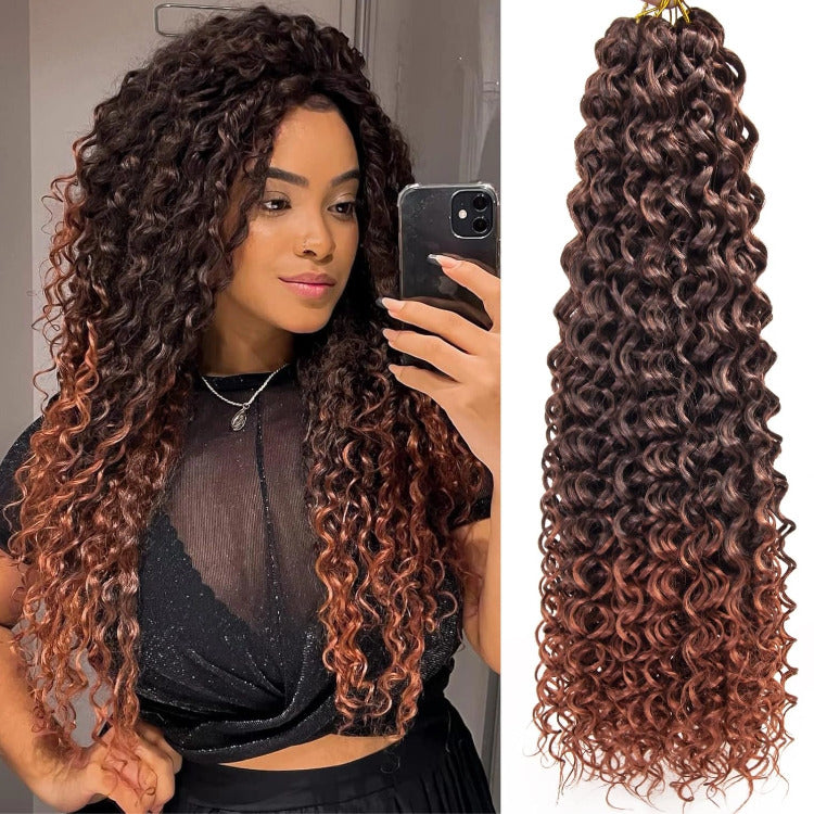 Ombre Brown Orange Curly Wave Crochet Human Hair Extension - Rafarada