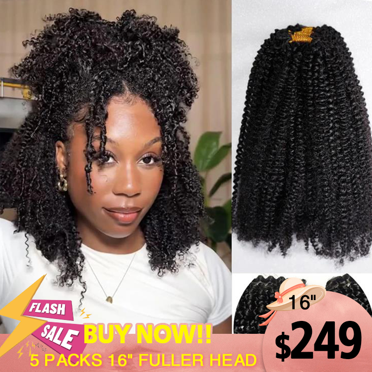 Afro Curly Crochet Hair Pre-Separated Feather Soft Raw Human Hair Extensions - Rafarada