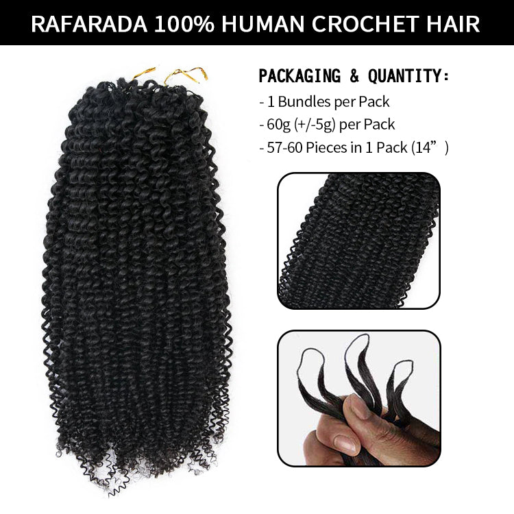 Kinky Curly Crochet Hair 100% Human Crochet Extensions - Rafarada