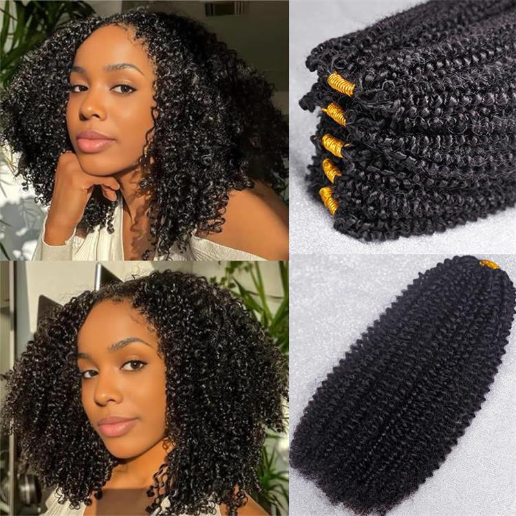 Afro Curly Crochet Hair Pre-Separated Feather Soft Knotless Human Hair Extensions - Rafarada