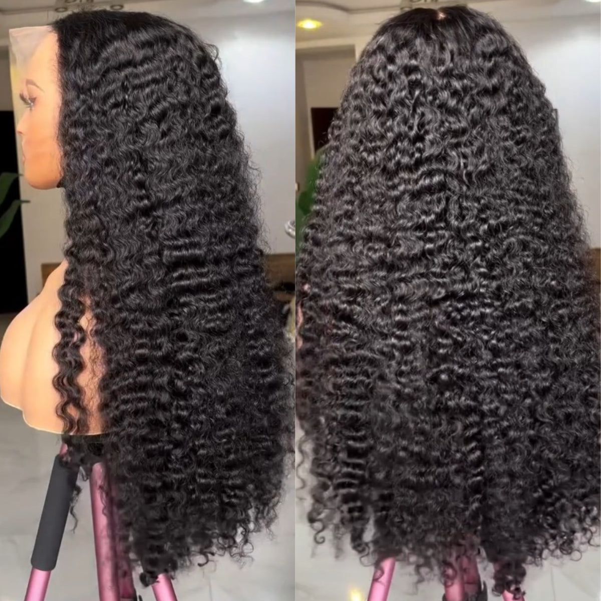 Long Jerry Curly Hair Lace Front Human Hair Wig Bleached Knots Wig - Rafarada