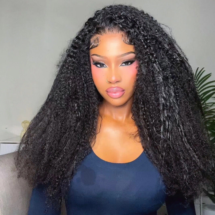 Multi Texture Kinky Straight With Afro Curly Wig HD Lace Frontal Thick Curly Hair Glueless Wigs- Rafarada