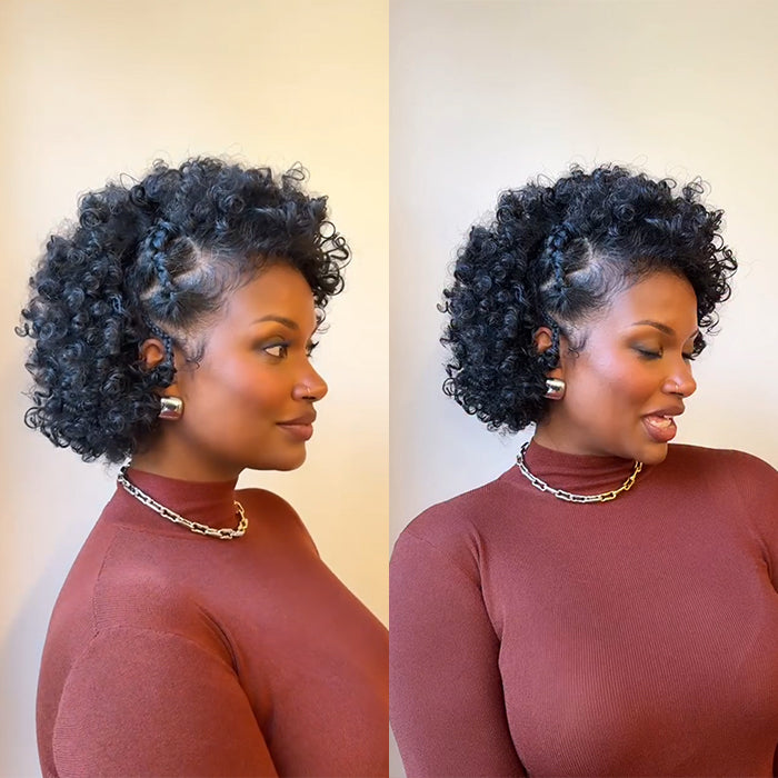 Short Curly BOB Wig Natural Black Beginner Friendly Afro Curly Wig - Rafarada