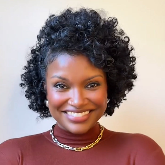 Short Curly BOB Wig Natural Black Beginner Friendly Afro Curly Wig - Rafarada