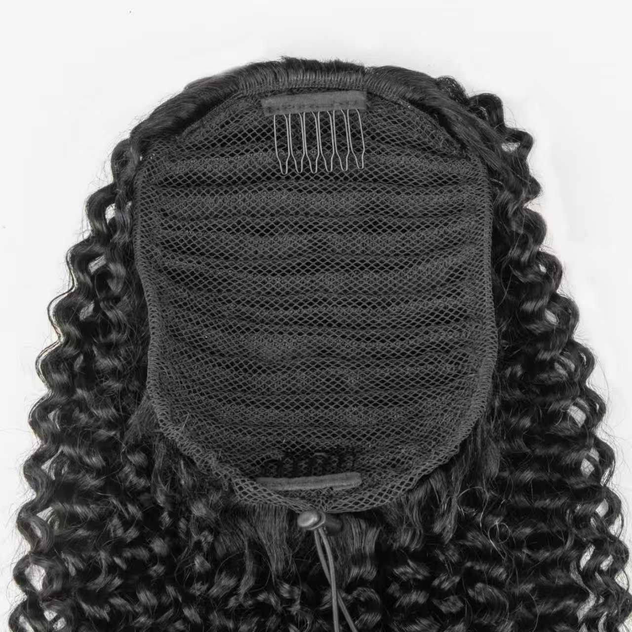 Curly Wave Human Hair Drawstring Ponytail Hair Extensions - Rafarada