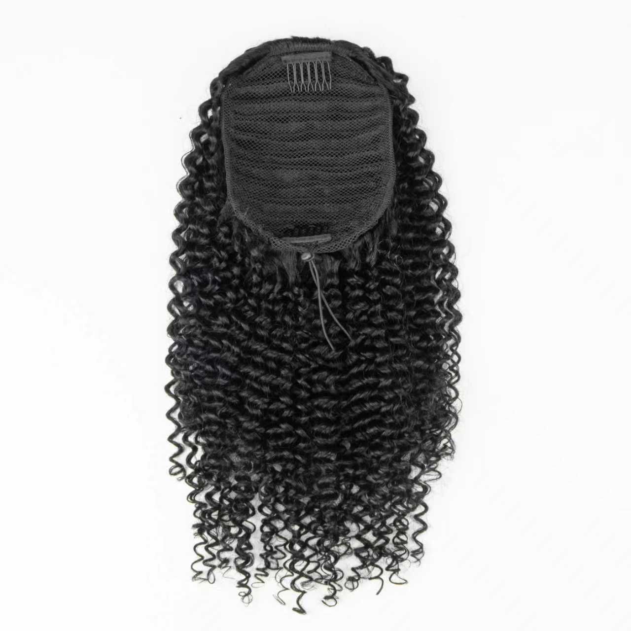 Curly Wave Human Hair Drawstring Ponytail Hair Extensions - Rafarada