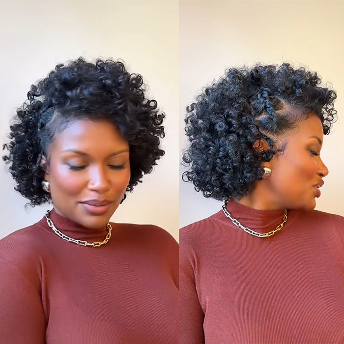 Short Curly BOB Wig Natural Black Beginner Friendly Afro Curly Wig - Rafarada