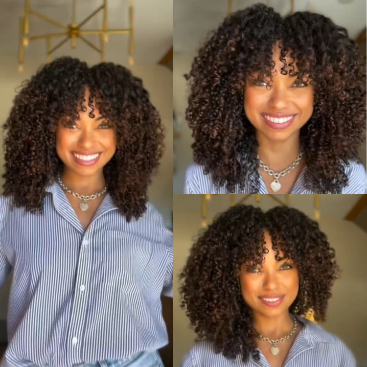 Natural Tight Curly Lace Wig Dark Brown Human Hair Wig Beginner Friendly Human Hair Lace Wig - Rafarada