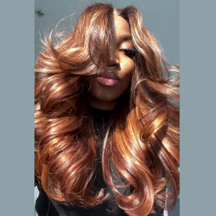 Honey Blonde Highlight Wear & Go Glueless Bouncy Body Wave Lace Front Human Hair Wigs - Rafarada