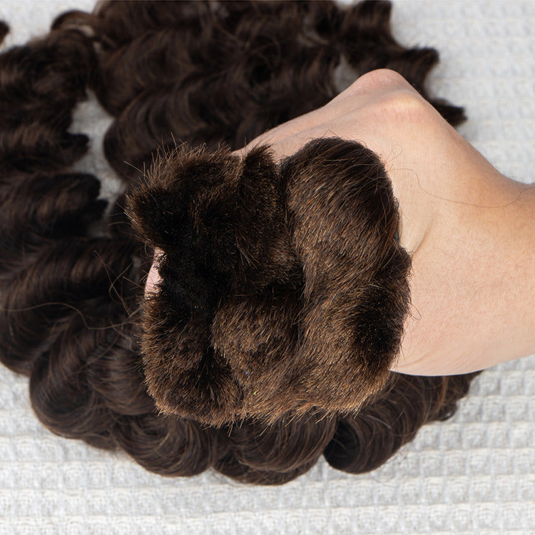 Dark Brown Color Deep Wave Bulk Human Braiding Hair Extensions - Rafarada