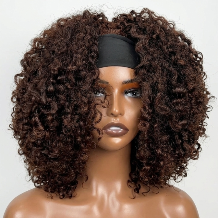 Premium Kinky Coily Headband Wig Multi-Color Throw On & Go Afro Kinky Curly Wig - Rafarada