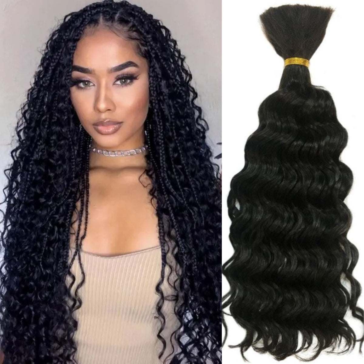 Deep Wave Bulk Human Hair For Braiding Boho Braids Human Braiding Hair - Rafarada