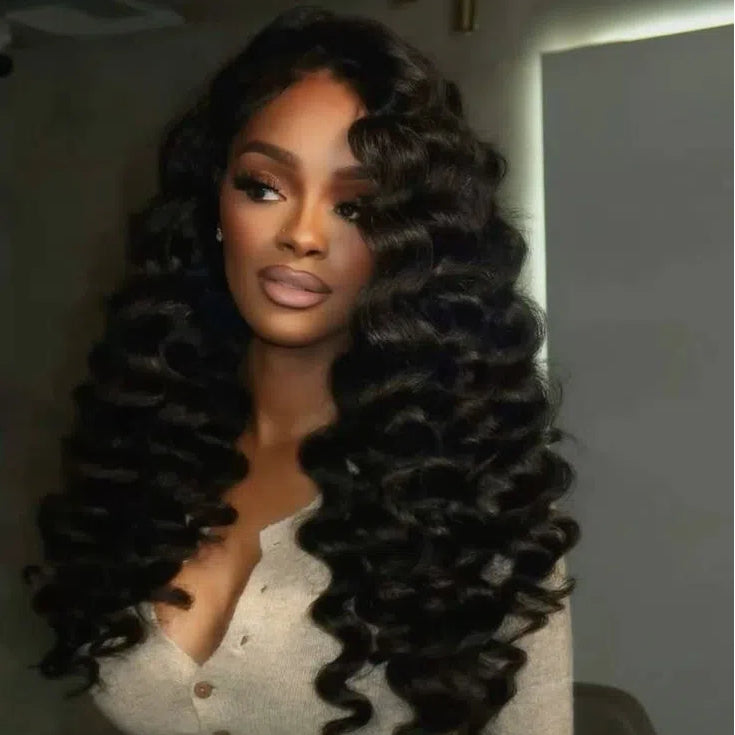 Deep Wave Curly Human Hair Wig Pre Plucked Hairline Natural Color For Woman- Rafarada