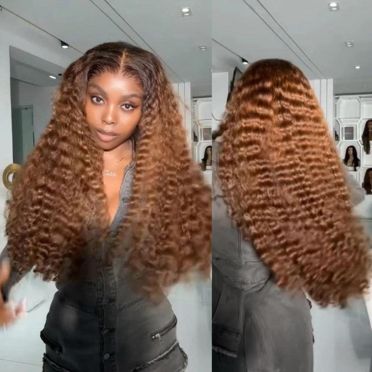 Ombre Brown Color Deep Wave Lace Front Virgin Human Hair Wigs Glueless Lace Wig 100% Human Hair- Rafarada