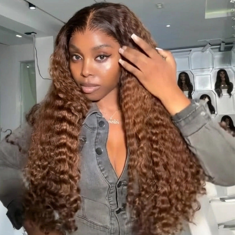 Ombre Brown Color Deep Wave Lace Front Virgin Human Hair Wigs Glueless Lace Wig 100% Human Hair- Rafarada