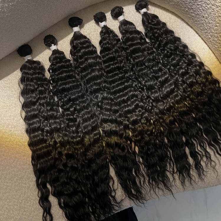 Premium Deep Wave Bundles Soft & Bouncy Human Hair Weft Natural Black 1B Unprocessed Wavy Hair Extensions- Rafarada