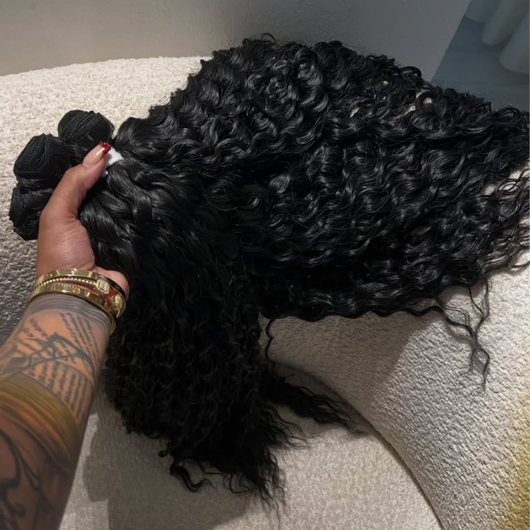 Premium Deep Wave Bundles Soft & Bouncy Human Hair Weft Natural Black 1B Unprocessed Wavy Hair Extensions- Rafarada