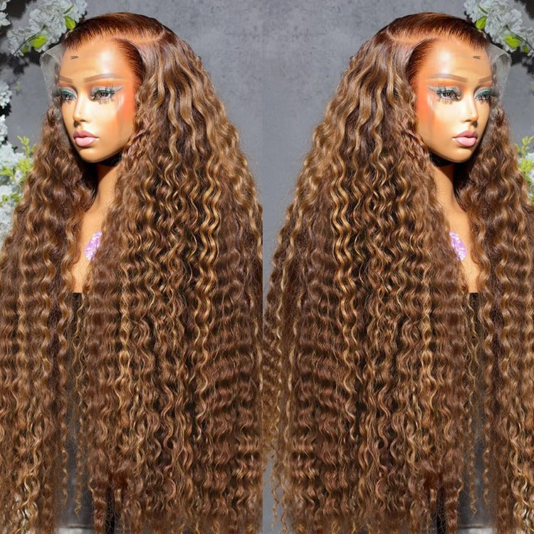 Highlight Ombre 4/27 Colored Deep Wave Wig Lace Frontal Human Hair Wigs - Rafarada