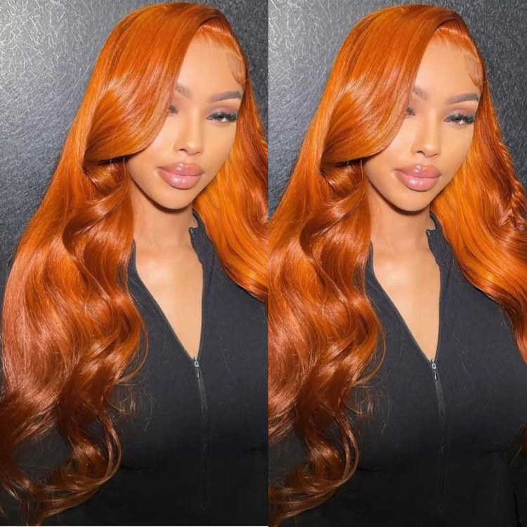 Orange Ginger Lace Front Wigs Human Hair Body Wave 13x4 HD Lace Frontal Wig  - Rafarada