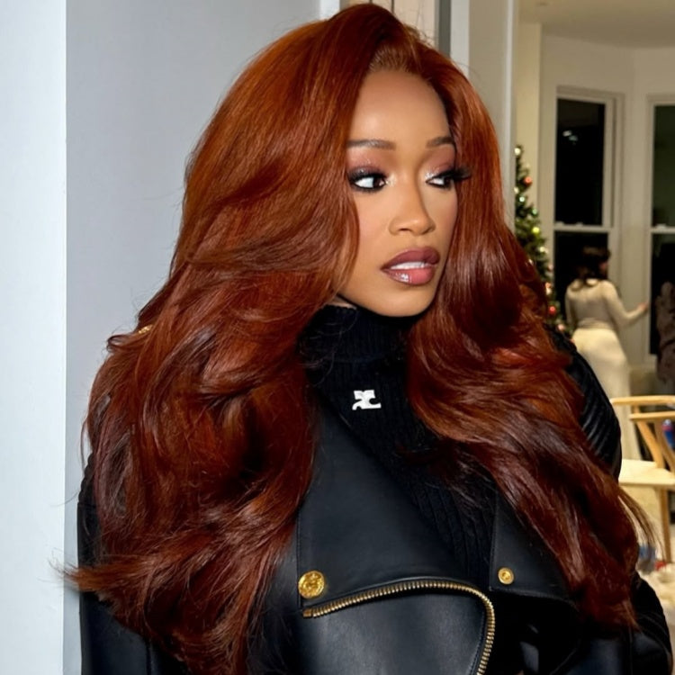 Body Wave Ginger Color Human Hair Wig HD Lace Front Wig With Bangs For Woman- Rafarada