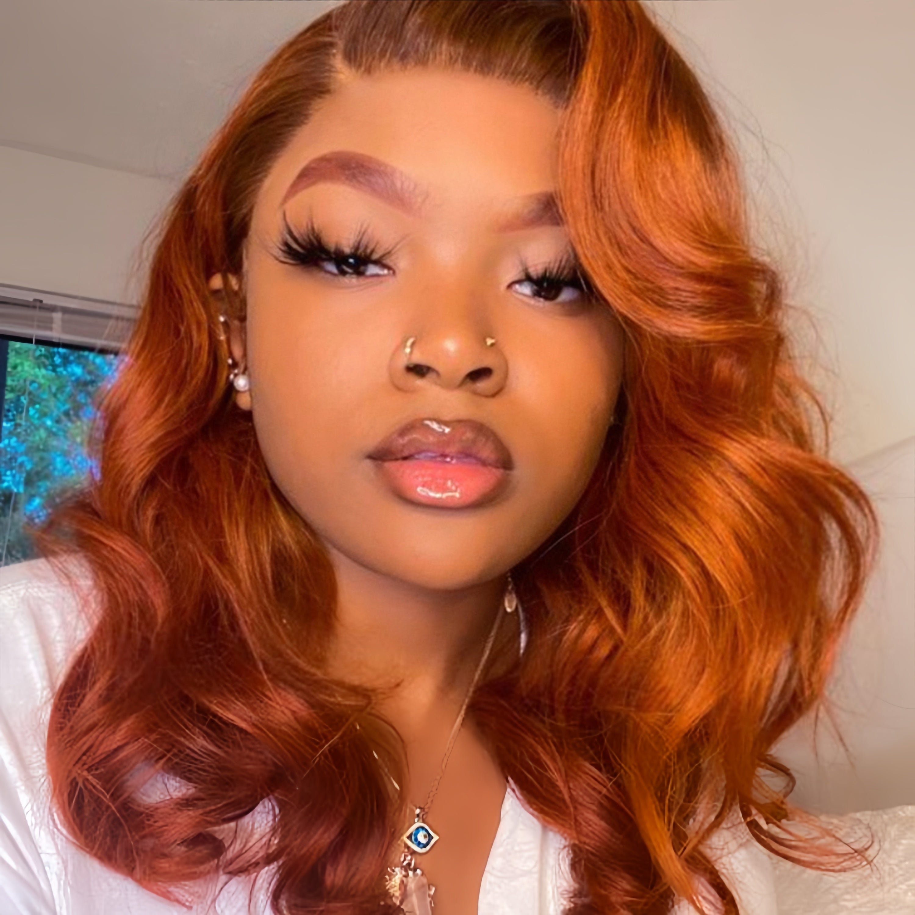 Body Wave Ginger Color Human Hair Wig HD Lace Front Wig With Bangs For Woman- Rafarada