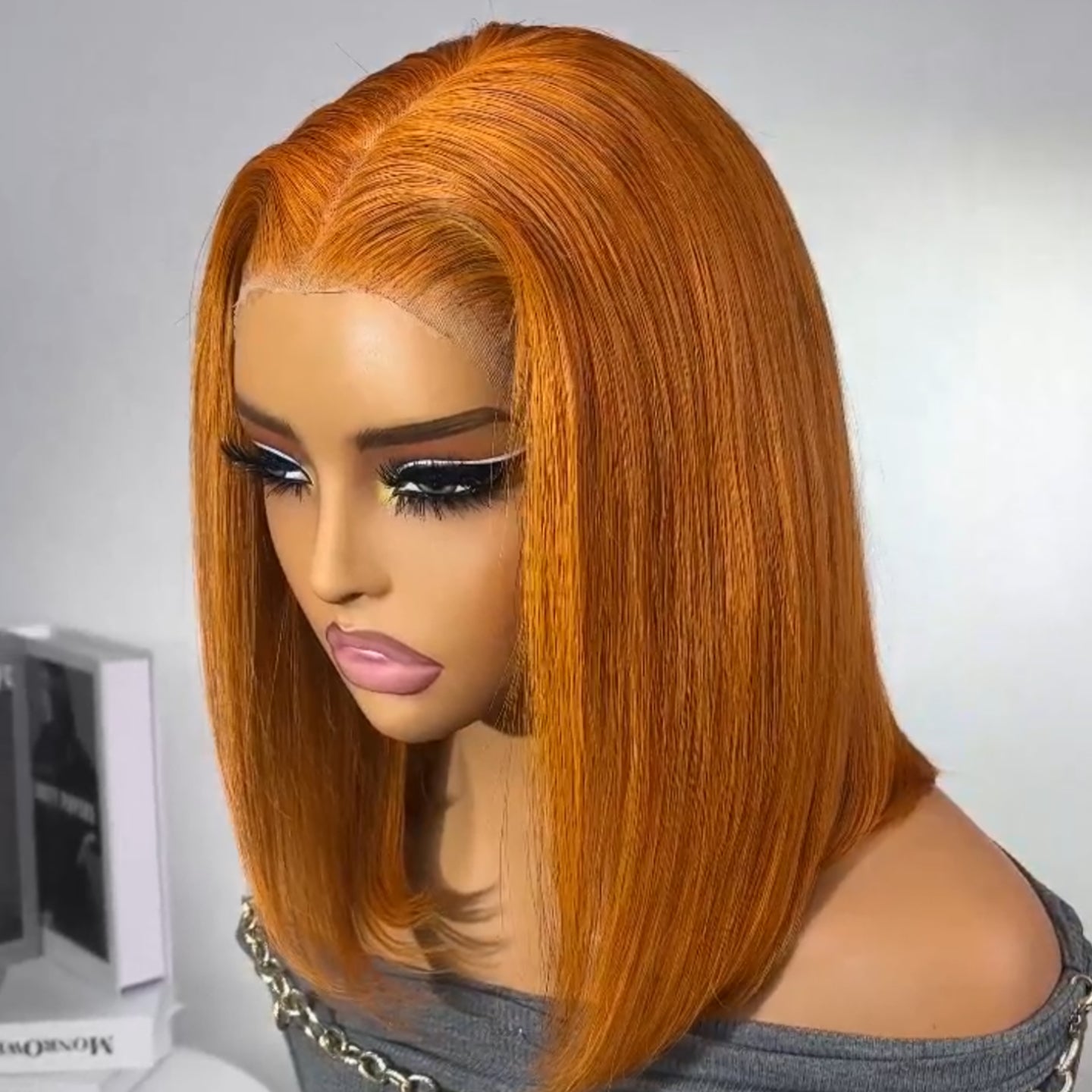 Ginger Orange Color Bob Body Wave Human Hair Wig HD Lace Front Wigs - Rafarada
