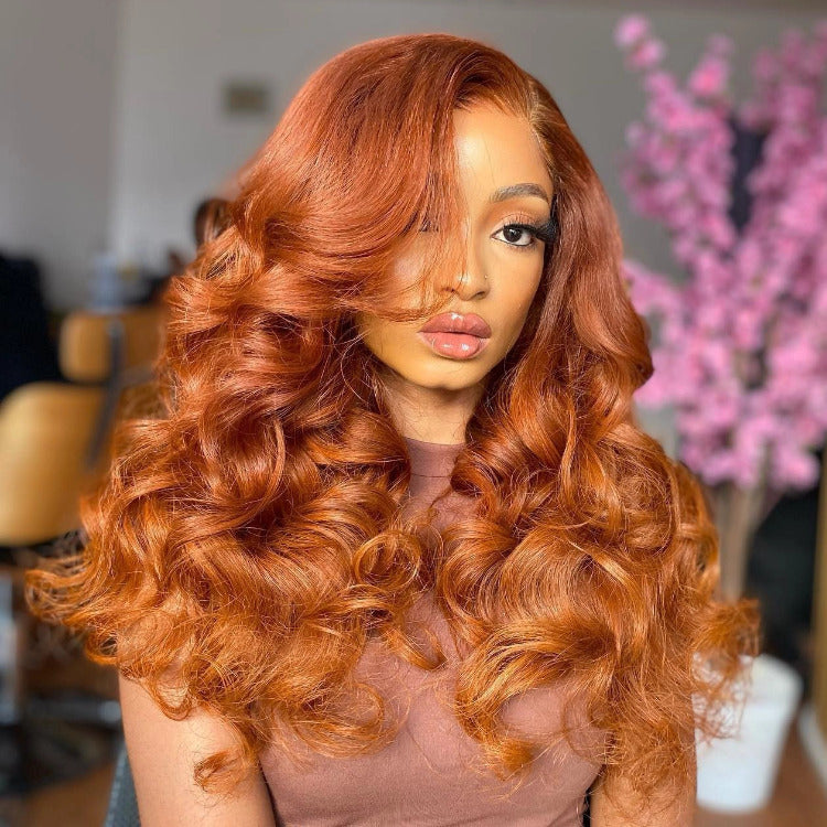 Ombre Ginger Color Wig Body Wave Wig Pre Plucked Lace Wig- Rafarada