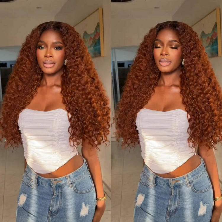 Ombre Ginger Color Burmese Curly Lace Front Human Hair Wigs With Baby Hair Pre-Plucked Natural Hairline Glueless Wig - Rafarada
