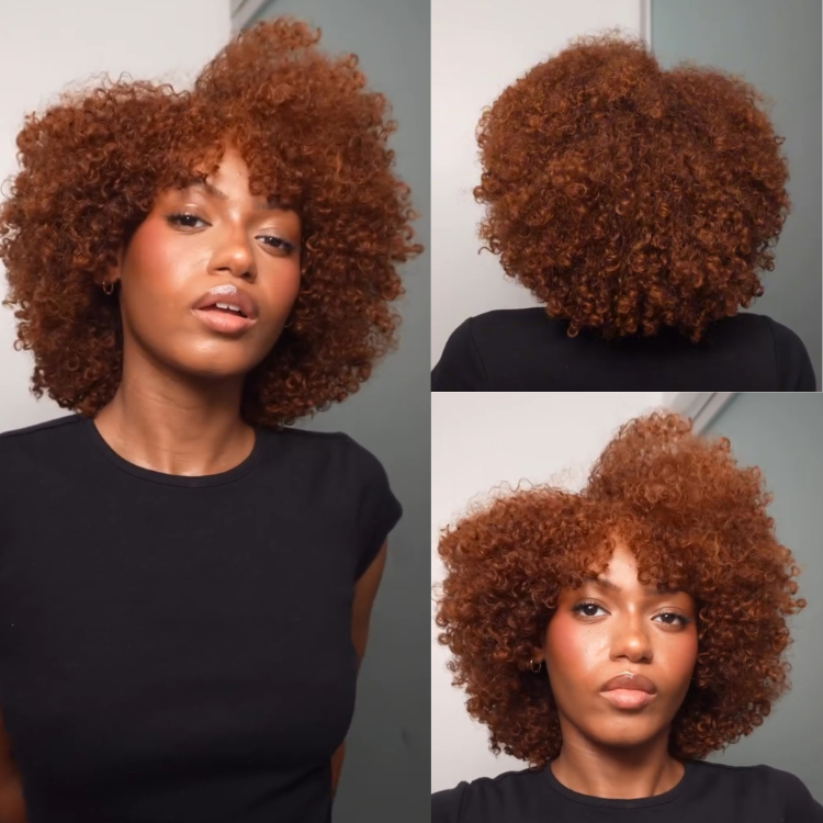 Ginger Kinky Curly Half Wig Glueless Half Wig for Black Women Warm Auburn Afro Curly Hair Extensions - Rafarada