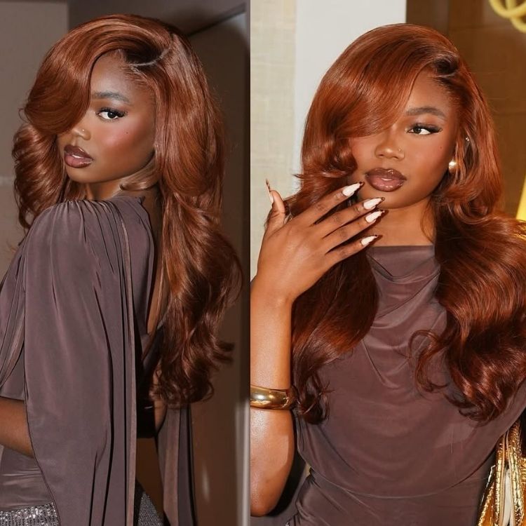 Lace Front Wig Loose Wave Hair Ginger Orange Color 100% Human Hair - Rafarada