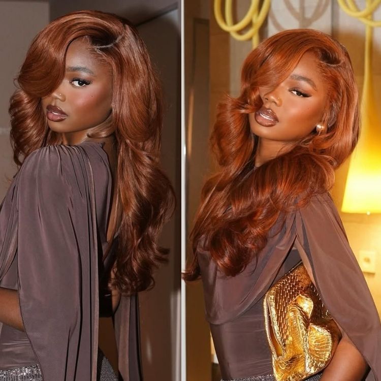 Lace Front Wig Loose Wave Hair Ginger Orange Color 100% Human Hair - Rafarada
