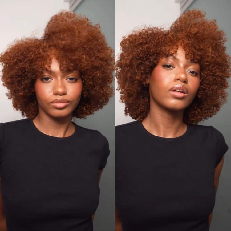 Ginger Kinky Curly Half Wig Glueless Half Wig for Black Women Warm Auburn Afro Curly Hair Extensions - Rafarada